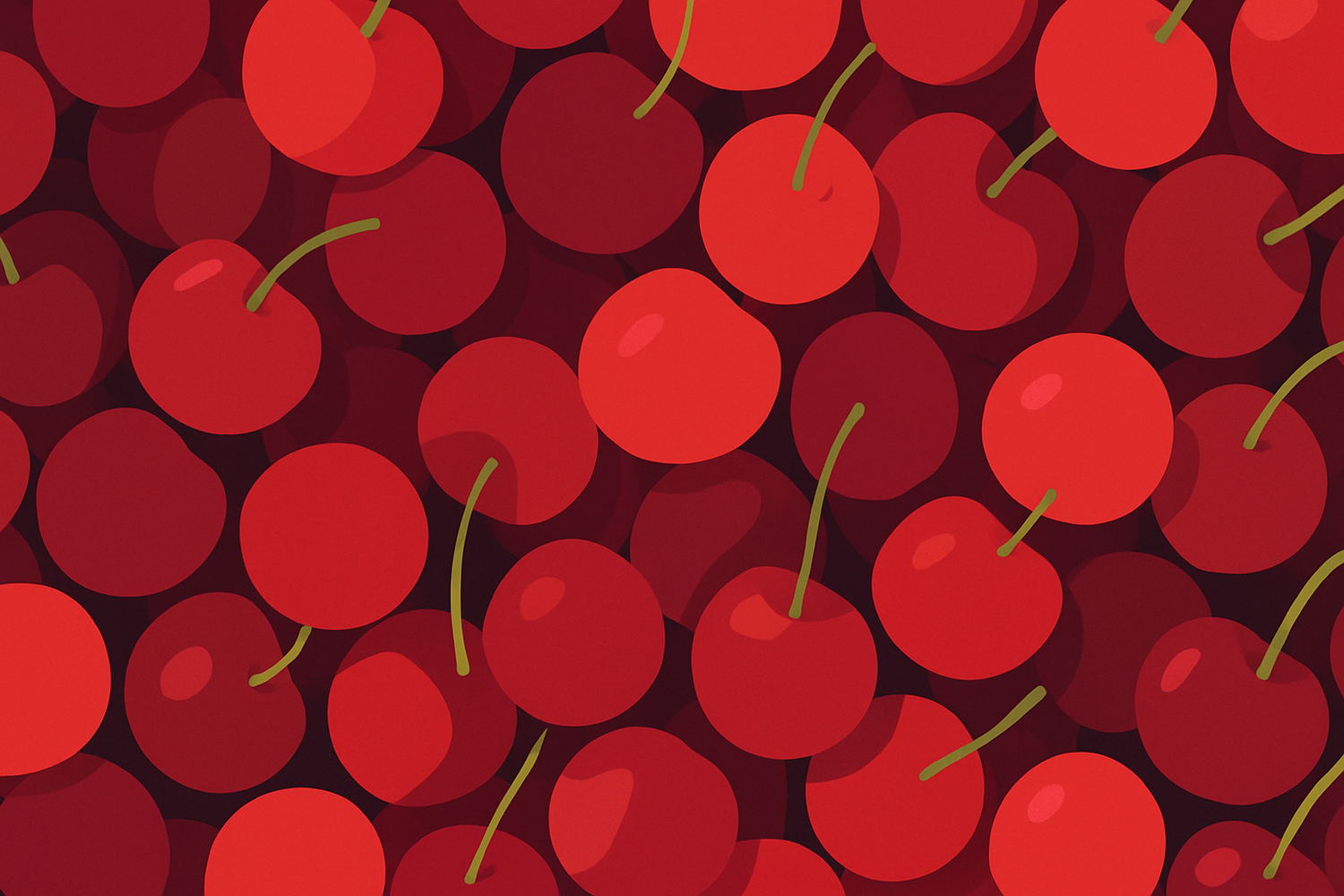 Make the cherries cover the whole page, and make them 2d and modern style.
